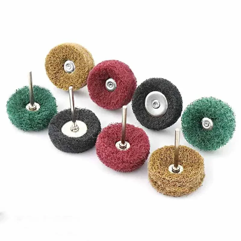 Mini Drill Abrasive Brush Nylon Buffing Polishing Wheel with 3/2.35mm Shank Grinding Sanding Head for Deburring Derusting