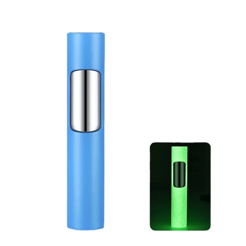 Glow-in-thedark Pen Type Four-section Torch Turbo Butane Gas Lighter Windproof Cigar Cigar Metal Gift Lighter Portable Wholesale