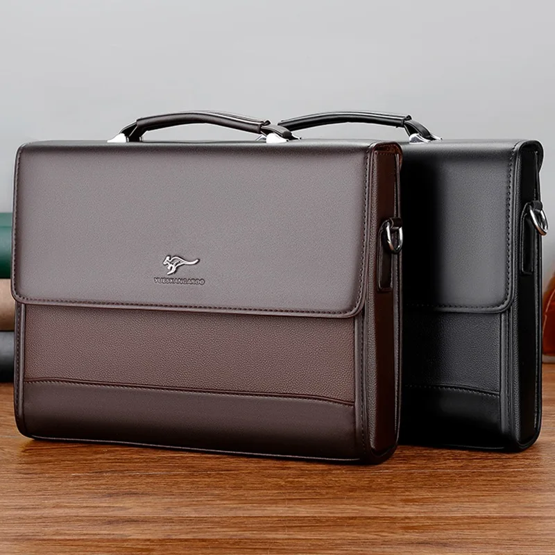 Vintage PU Leather Men Briefcase Bag Executive Handbag For Documents Male Business Shoulder Messenger Bag Laptop Bag For Man