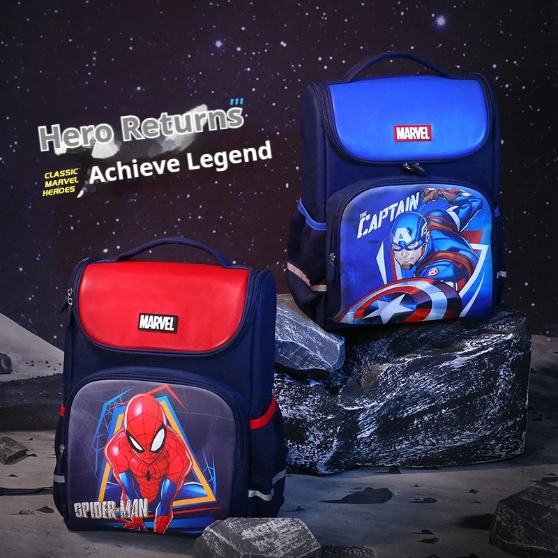 

Hot Marvel Spider-Man Captain America Series Cartoon Peripheral Backpack Large Capacity Waterproof And Lightweight Bag For Boys