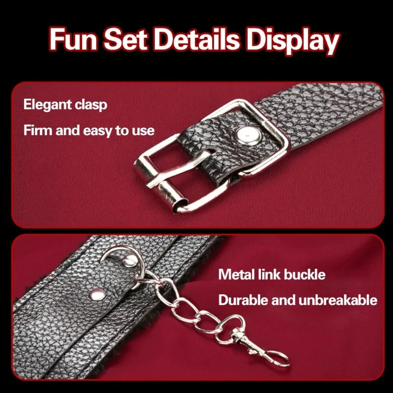 Kit de sujeción de Bondage BDSM, 10 piezas, collares con cordones,máscaras para los ojos,bolas para la boca,látigos,cuerdas