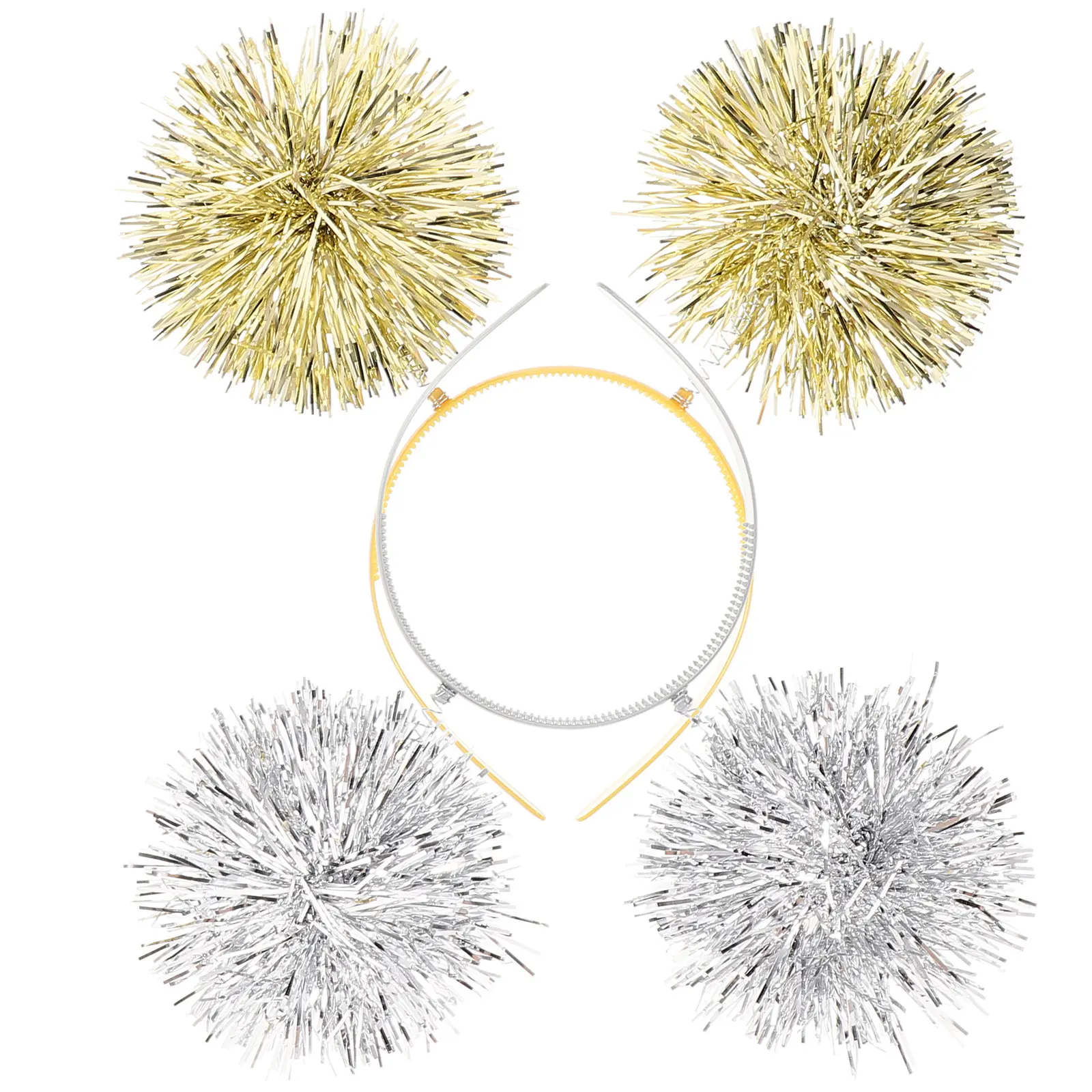 

2Pcs Shiny Pom Pom Headbands Trendy Bopper Headband Adjustable Party Hairband for Women Teens Birthday Valentines New Years