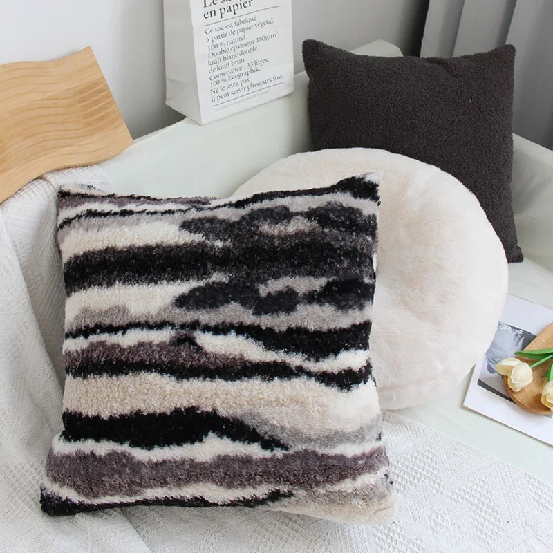 Plush Cushion Cover Irregular Striped Pillow Cover 45x45cm Fundas De Cojines Ins Nordic Style Home Decorations Soft Pillowcase