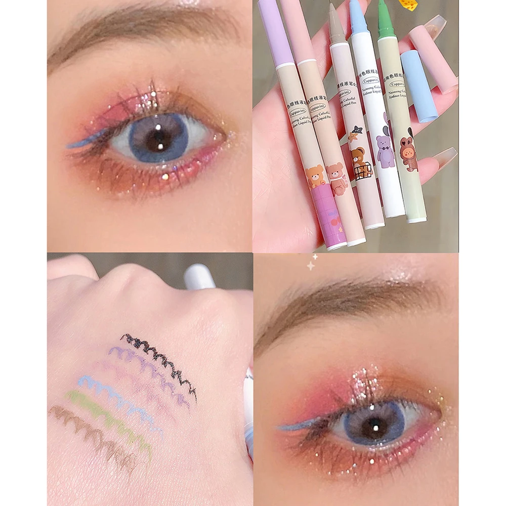 Colorful Liquid Eyeliner Pencil Ultra-thin Waterproof Lasting Rainbow Eyeliner Pen Green Pink Purple Party Eyes Makeup Cosmetics