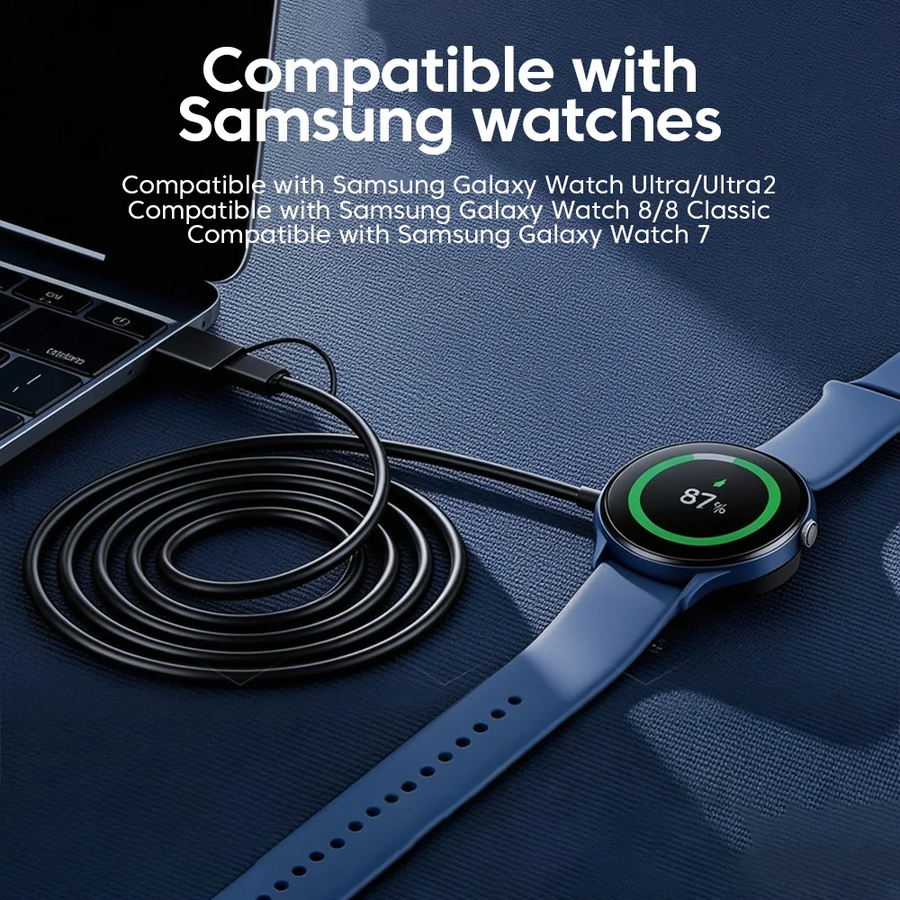 Dual Port Magnetic 2 in 1 Wireless Watch Charger Cable USB a Type C for Samsung Galaxy Watch Ultra 2/8 Charging Cord