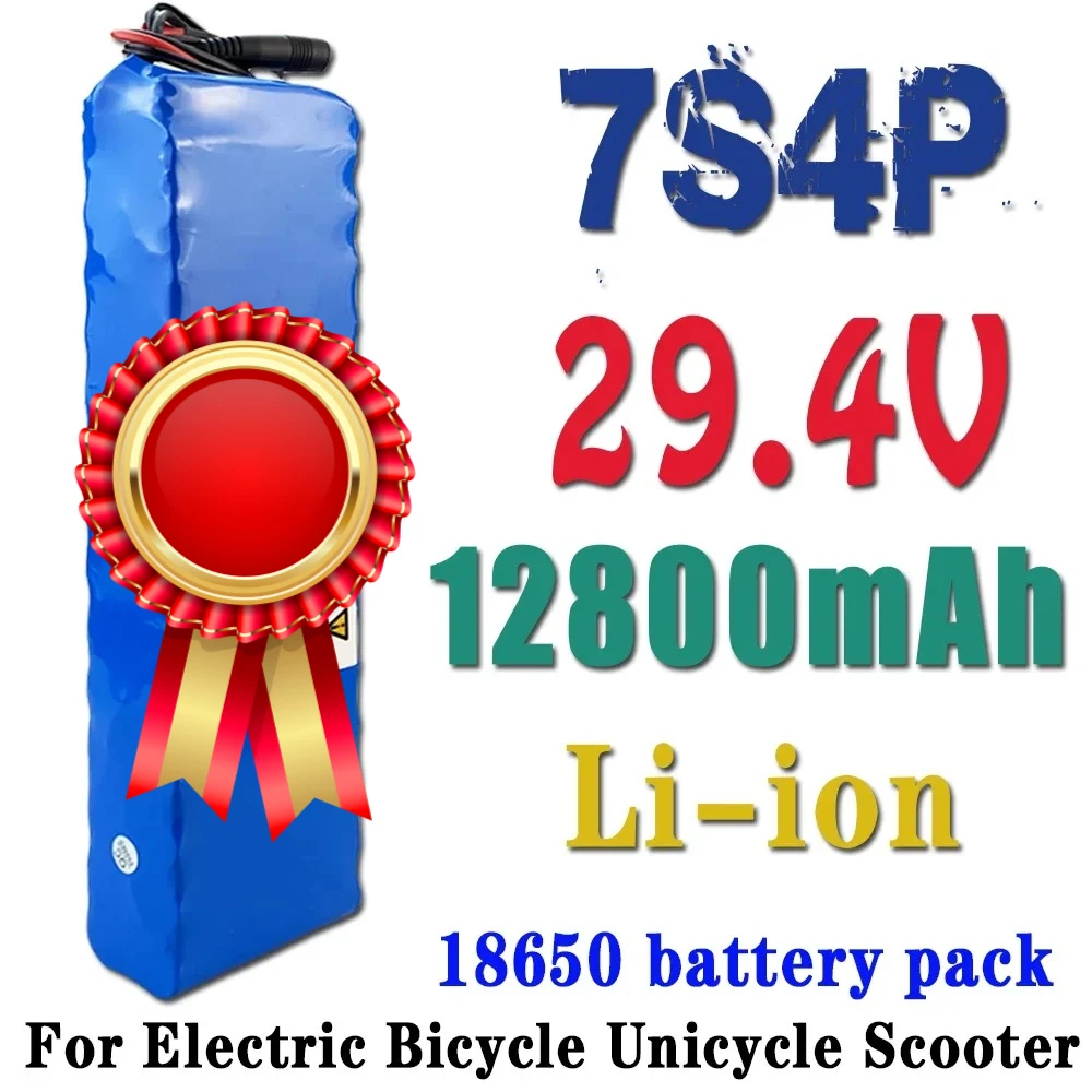 

bestseller 29.4V 12.8Ah 18650 lithium-ion rechargeable battery pack, large capacity 7S4P, suitable for 24V electric wheelchairs