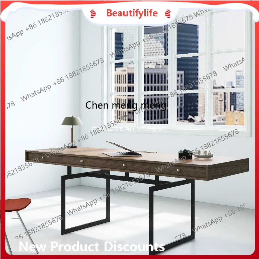 

Minimalist solid wood desk modern Nordic with drawers home computer study office bedroom table H