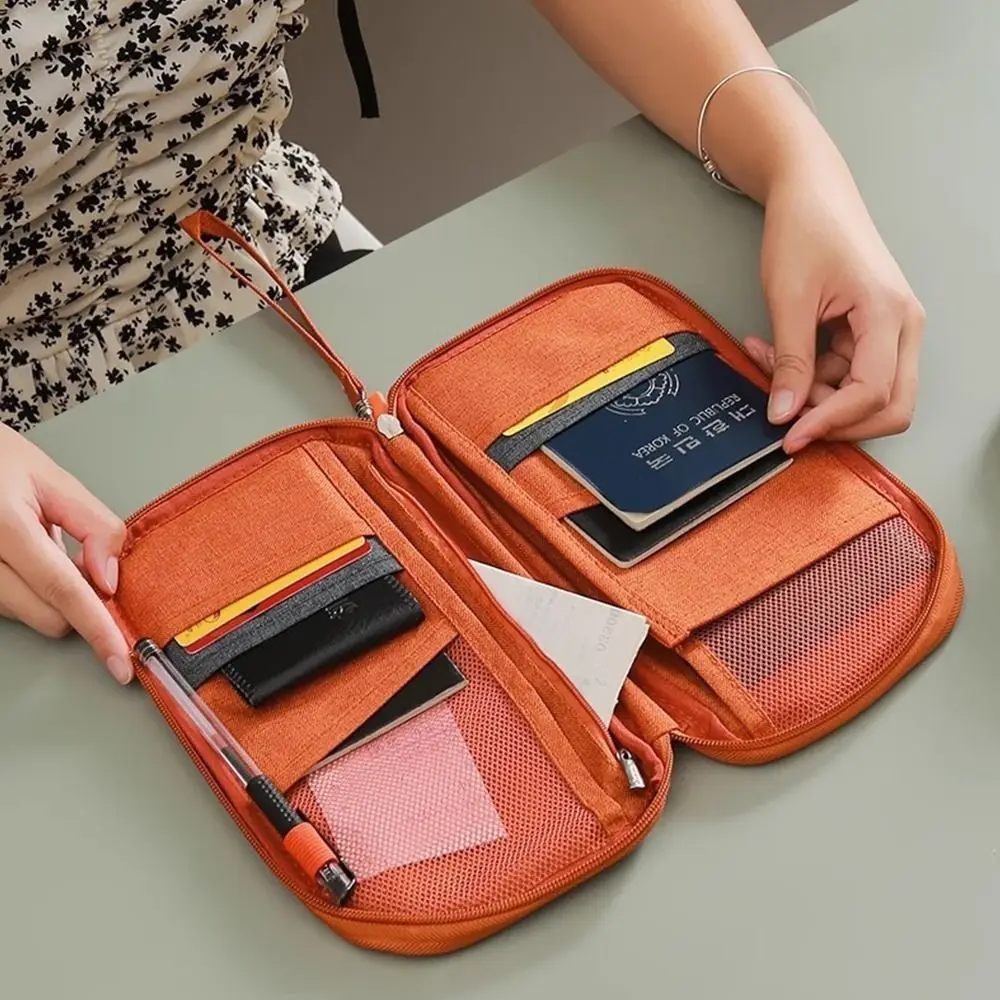 

Portable Travel Passport Bag Family Airplane Check-in Passport Holder Multi-function RFID Cards Tickets Organizer Unisex