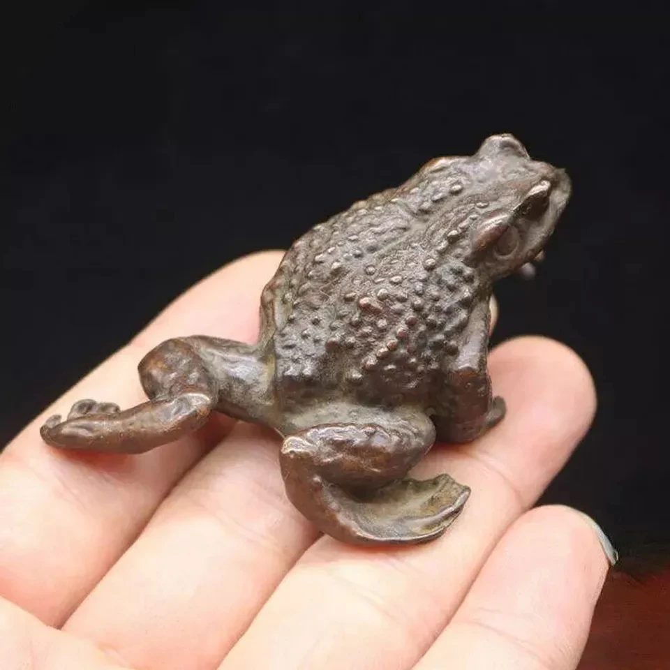 Antique Bronze Antique Battered Brass Gold Toad Tea Pet Gift