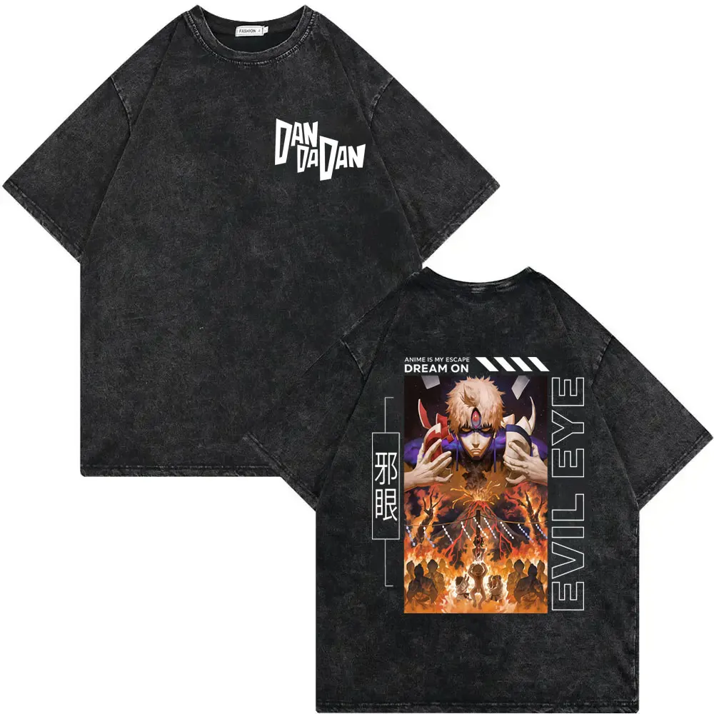 Dandadan Japanese Anime Vintage Washed T-shirt Men Women High Quality Fashion T-shirts Summer Casual Cotton Short Sleeve T Shirt