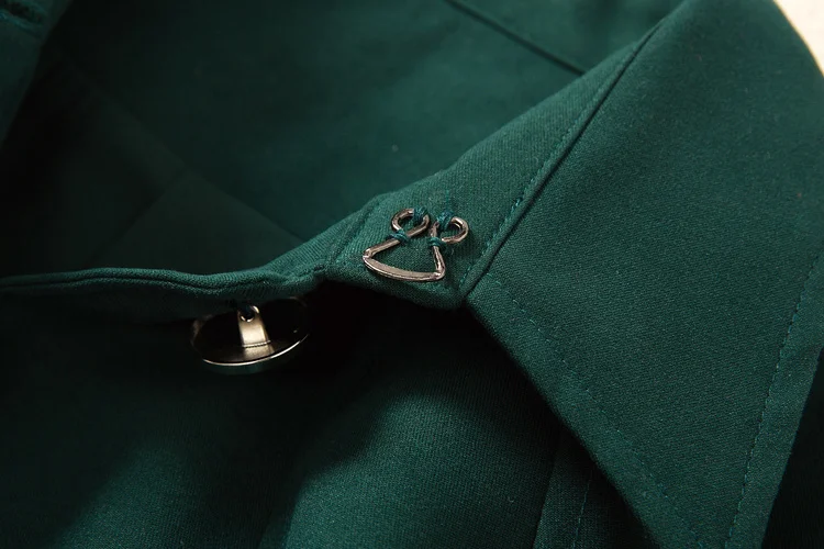 Princess Kate Middleton Coat Dress Clothes Autumn Winter Long Sleeve Green Long Trench Coat Women Office Lady Vintage Dresses view 6