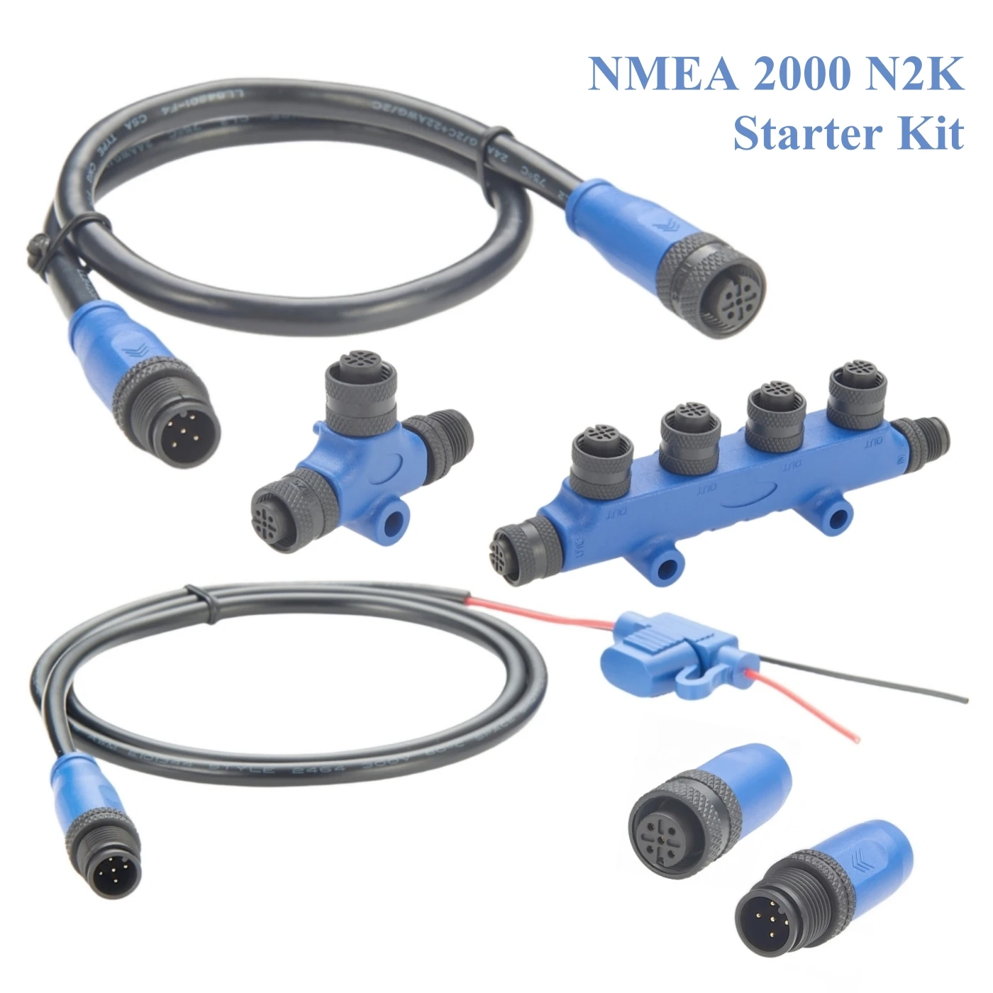 

NMEA 2000 Starter Kit Marine Grade Backbone Drop Cable T Connector 4 Port Tee Terminators Power Cable for Garmin Lowrance Simrad