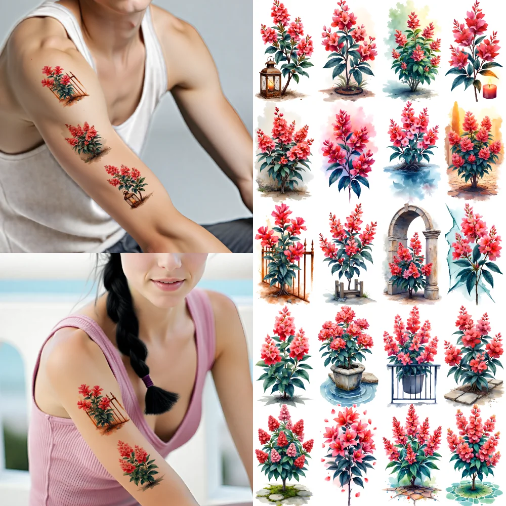 

9pcs Temporary Tattoo Botanical Art Watercolor Flower Designs Temporary Tattoo Stickers For Ladies