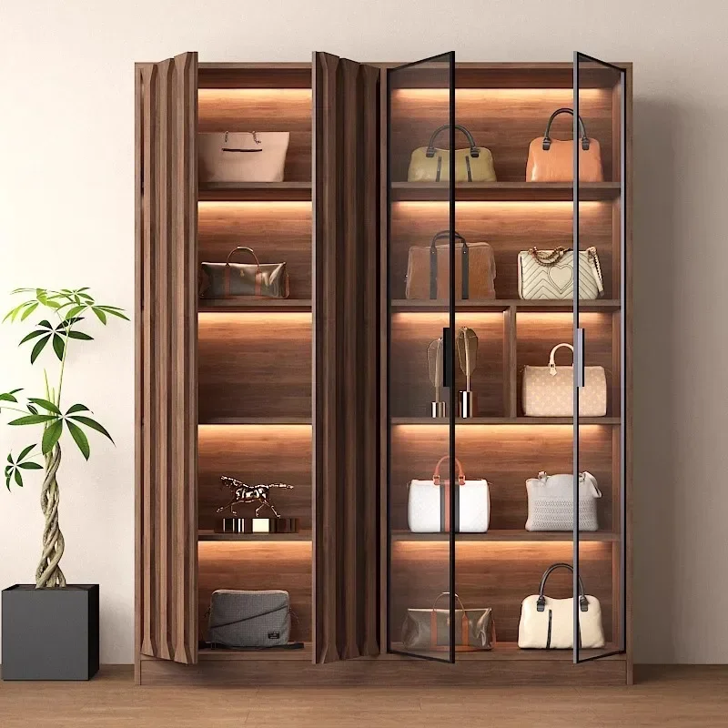 Household bag display cabinet Living room storage cabinet Bedroom wall locker Solid wood boss office file cabinet