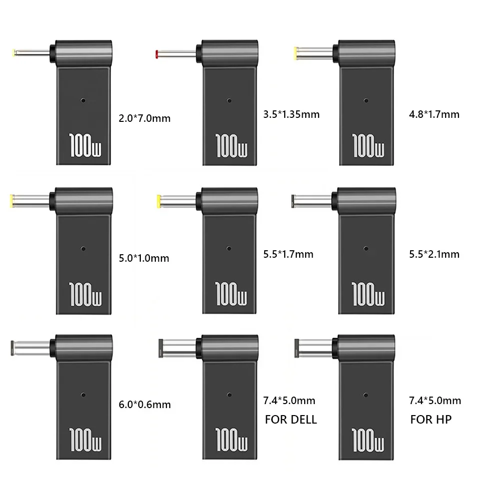 1Pcs Laptop Power Charger Supply Connector Adapter PD 100W 5A USB Type-C Female to DC Male For HP/Lenovo/DELL