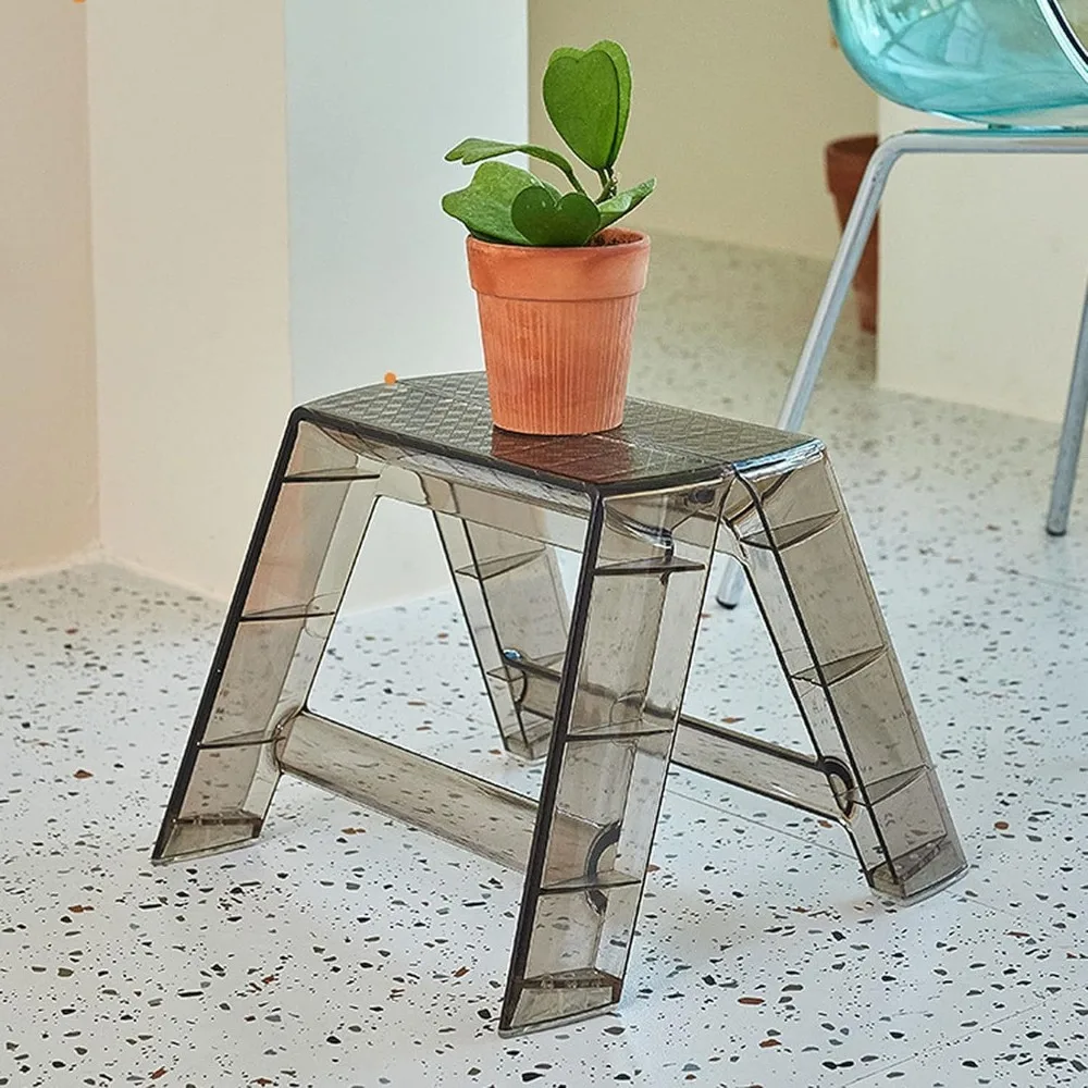 Escada portátil dobrável acrílica, bancos de passo para adultos, 1 passos adultos, chaie dobrável pequena, banco transparente para ambientes internos e externos