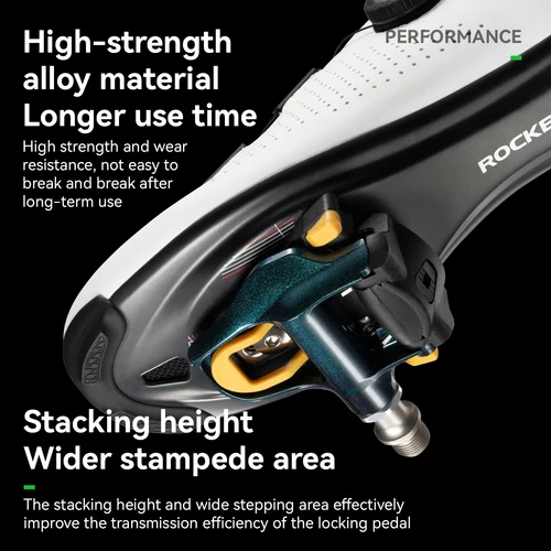 Imagen 2 del producto Pedal de bloqueo de bicicleta ROCKBROS, bloqueo antideslizante, pedales de bicicleta MTB, plataforma de tacos planos, Pedal de bloqueo SPD de aleación de aluminio con placa de bloqueo