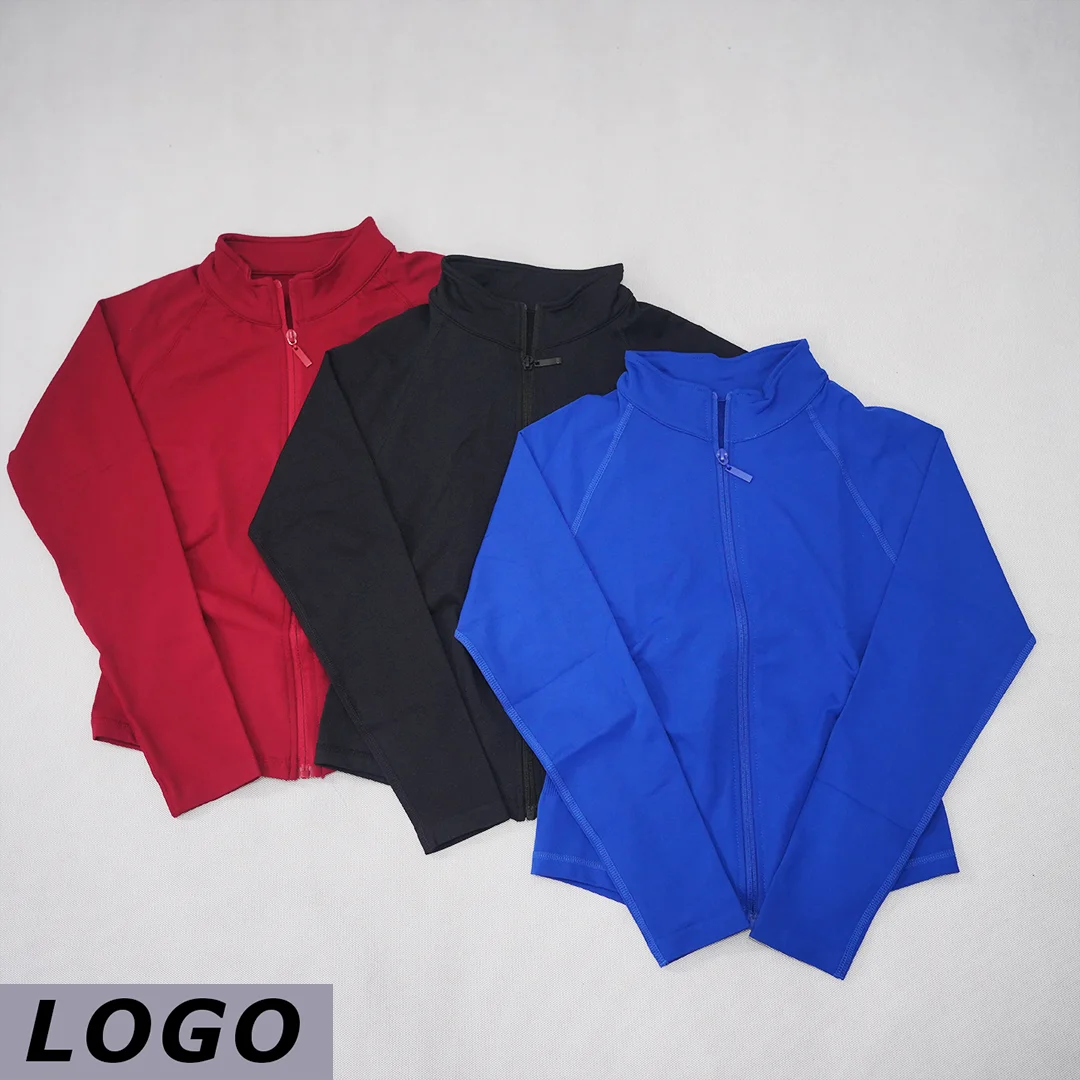 DF-LOGO Women Zip Sports Jacket Slim Tight Long Sleeve Top Warm Yoga Workout Running Gym Cardigan Coat Fitness Activewear
