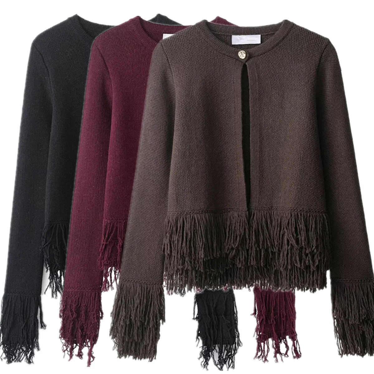 

Dave&Di Minimalist Women's Elegant Cape Tassel Knit Jacket Women's Sweater Knitwear Woman Clothing Woman Clothes Cardigan