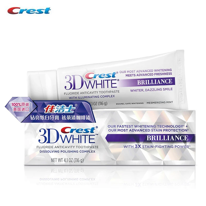 Crest – ensemble de dentifrice blanc glamour 3D, blanchiment des dents, hygiène buccale