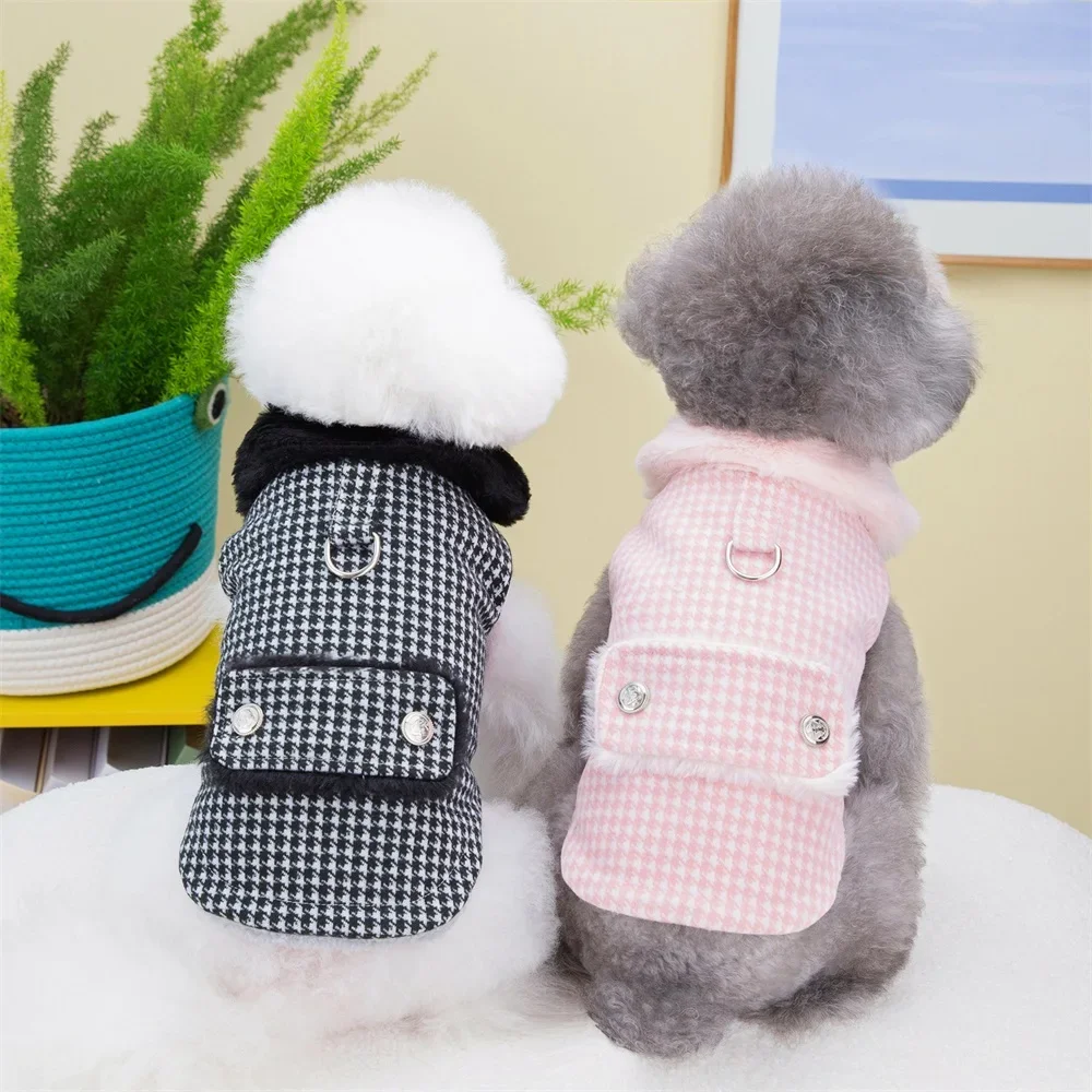 New Pet Dog Cat Clothes Winter Fur Collar Small Dogs Puppy Coat Cotton Pet Jacket Outfits Clothing for Small Dog Outfits