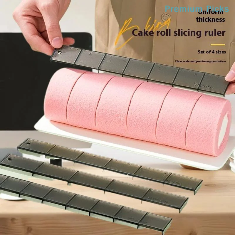 4Pcs Biscuit Cake Cutting Roll Scale Ruler Cake Roll Ruler Uniform Division Molds Pastries Bakings Kitchen Dessert Making Tool