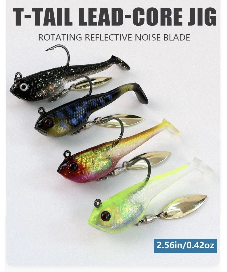 

6pcs Easy Catch Pre-Rigged Soft Lures Unique Vibrating Swim Action Trembly Sinking Movement Soft Swimbaits for More Fish Bites F
