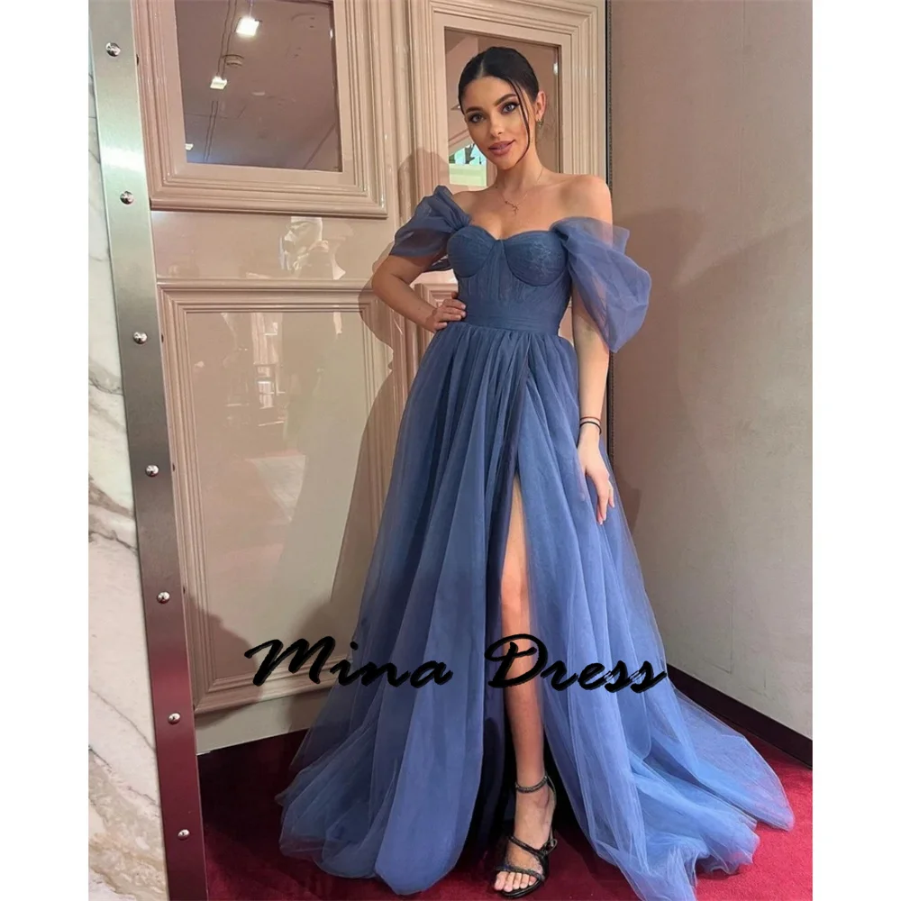 

Mina Customized Backless Gala Dresses 2024 Dropped Shoulders Evening Gown Slit Elegant Dresses for Women Wedding Party Dress