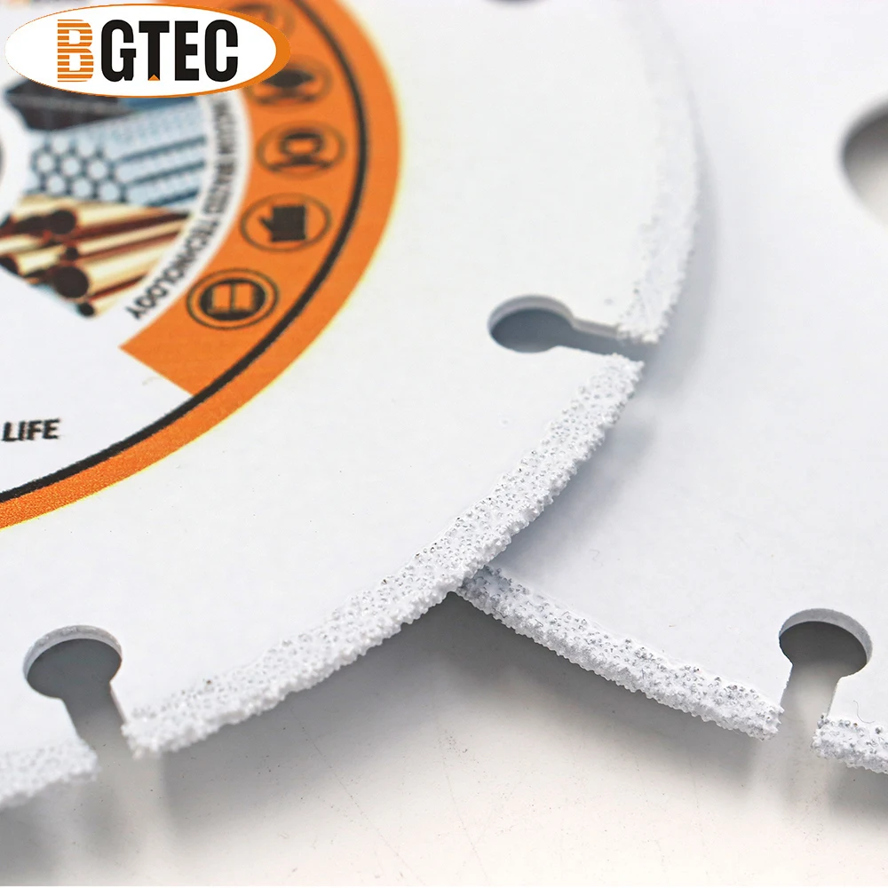 BGTEC 4/4.5/5 Inch Cutting Metal Disc Cut Rebar Steel Pipe Iron Fixture Bore22.23mm Vacuum Brazed Saw Blade Dia105/115/125mm