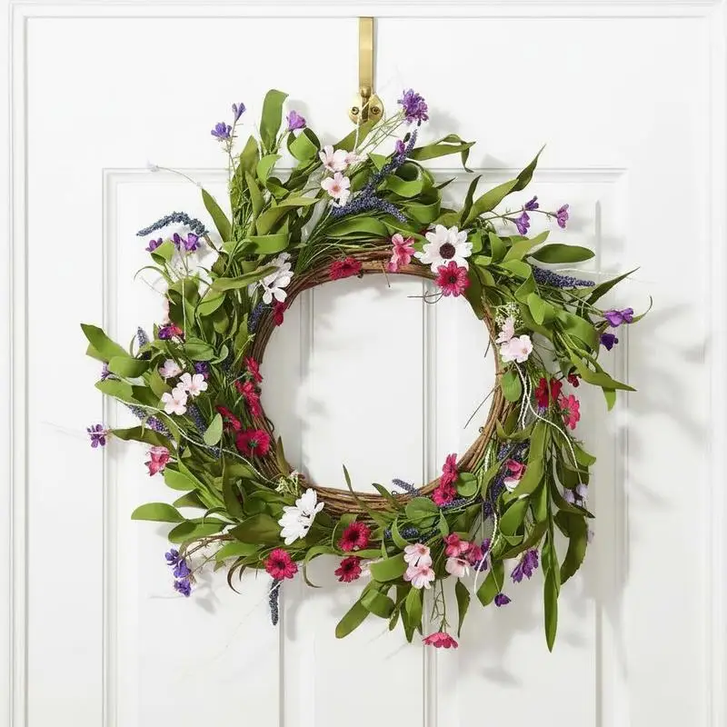 

Faux Floral Garland 22in For Home Wall Window Festival Wedding, Daisy Babysbreath Bud Embellishment Multi-Season Indoor Outdoor Decoration Pink Green Hue