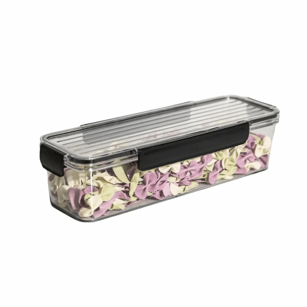 

Clear Plastic Pasta Storage Container Sealed Rectangular Fresh Keeper Box Airtight with Lid Spaghetti Noodle Organizer Rice
