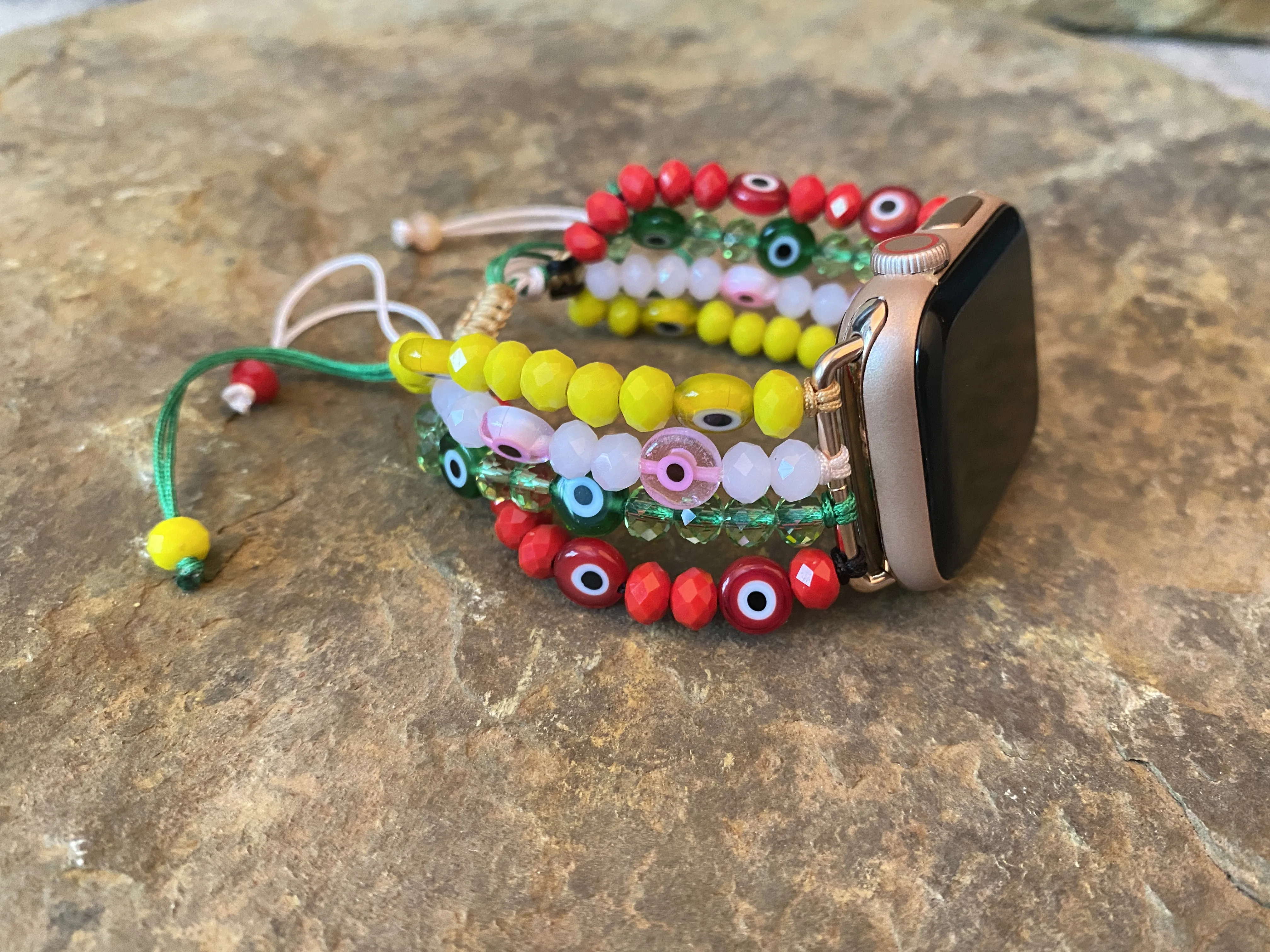 

Mixed Color Crystal Bead Evil Eye Beaded Apple Watch Band 38mm 40mm 41mm 42mm 44mm 45mm Apple Watch Strap Women Iwatch Armband