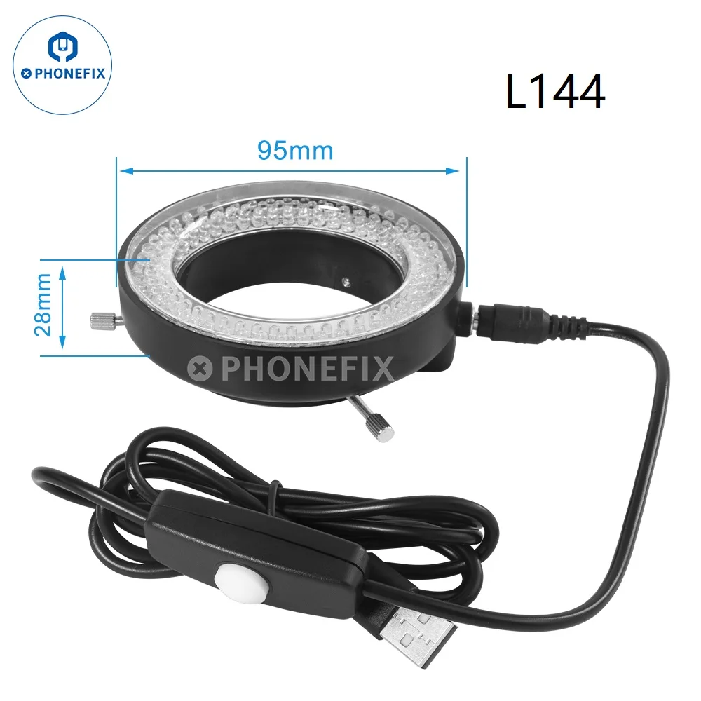 Lampada ad anello per microscopio regolabile USB meccanico 64 / 72 / 144 lampada a LED per strumenti di riparazione per saldatura PCB sorgente lampada ausiliaria