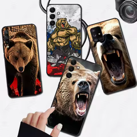Russia black bear Phone Cover For Samsung Galaxy A55 A54 5G A24 A52S A13 A14 A23 A53 A32 A22 A34 A41 A42 A33 A20E A40 A51 Cases