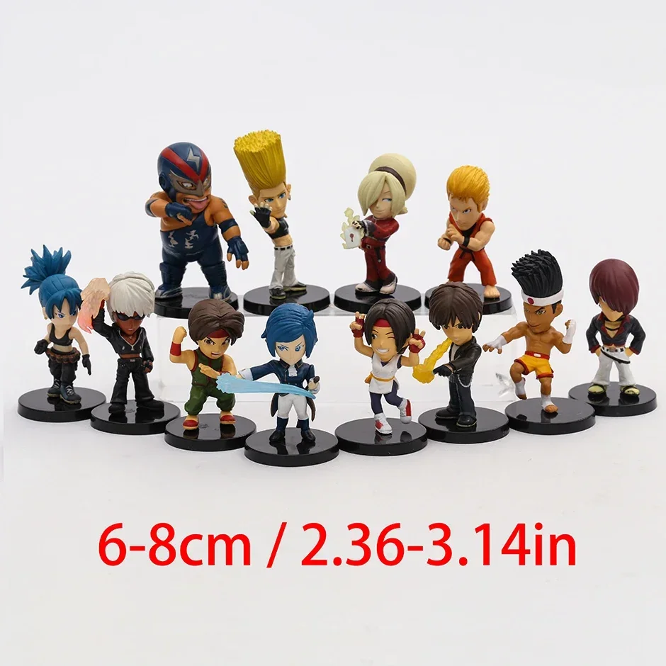 Set of 12 KOF Leona Heidern Yuri K Raiden Kyo Ash Elisabeth Joe Higashi Benimaru Nikaido Figure Toys Cute Dolls Creative Gift