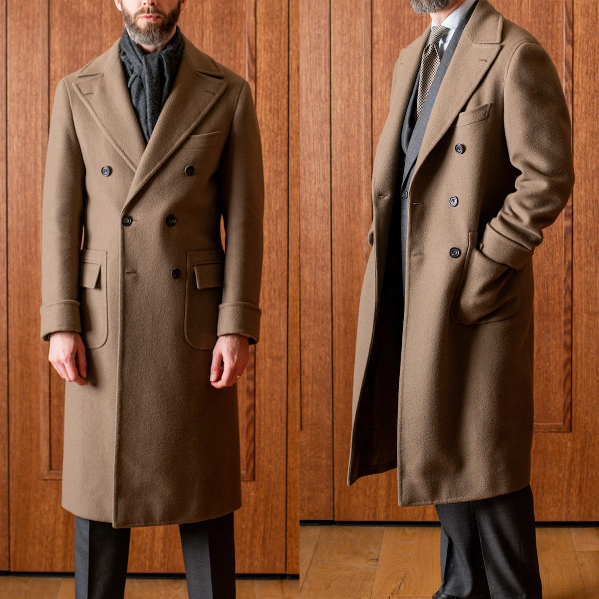 

Woolen Blend Coat Men Over Jacket Overcoat Fashion Long Plus Size Warm Formal Business Tailored Costume Wear Customized