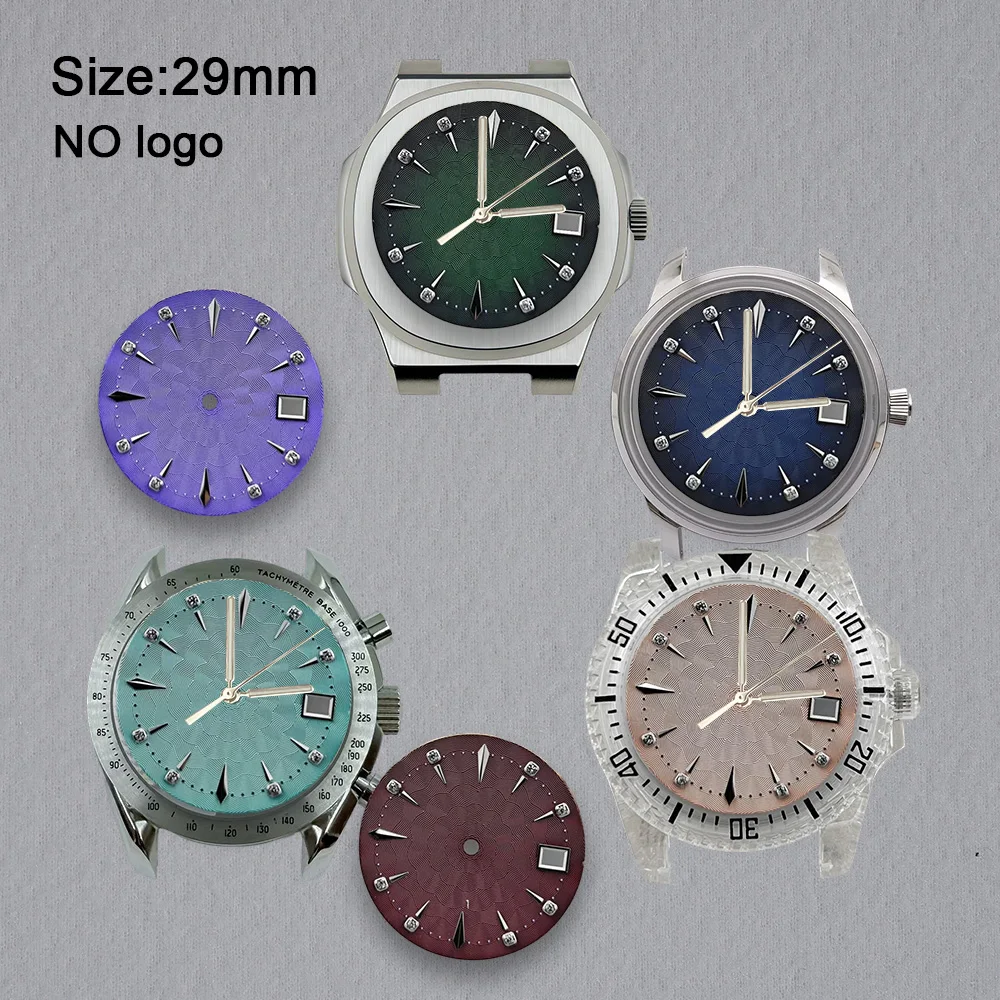 Nh35 Dial No Logo 28.5mm Watch Diamond Blank Dial For NH35 Movement Custom Logo Watch Dials Hands Accessories Repair Tools