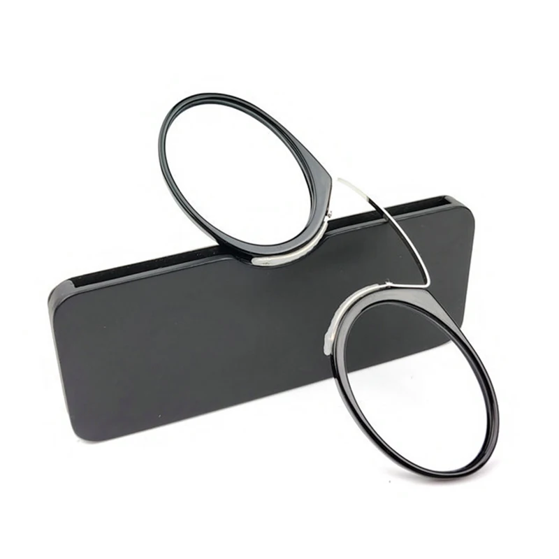 Ultradünne, beinlose Clip-Nase, tragbare Lesebrille für Männer und Frauen, ultraleichte Presbyopie-Brille mit Etui