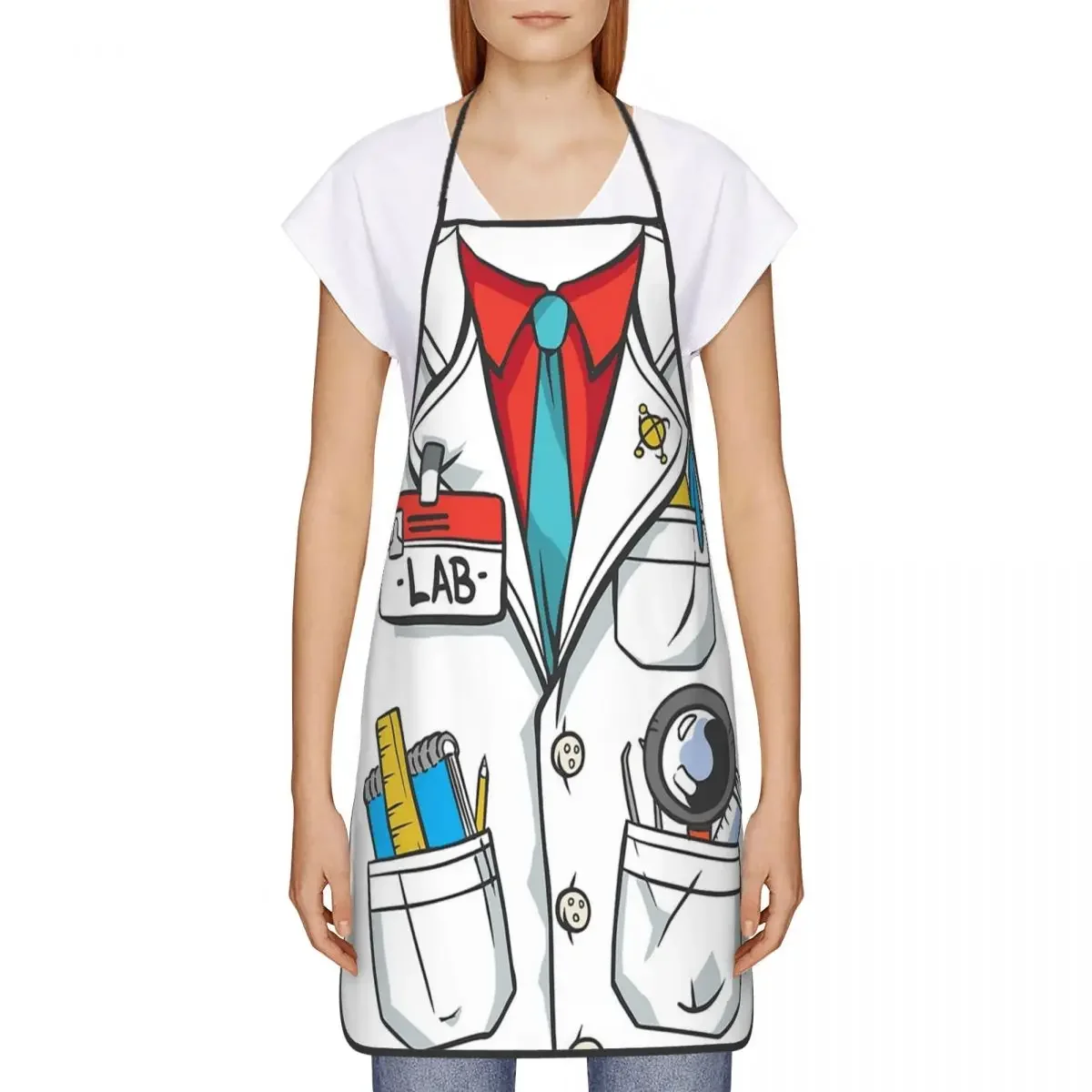 Custom Bib Funny Science Lab Coat Apron Men Women Unisex Adult Chef Kitchen Cooking Scientists Gift Tablier Cuisine Gardening