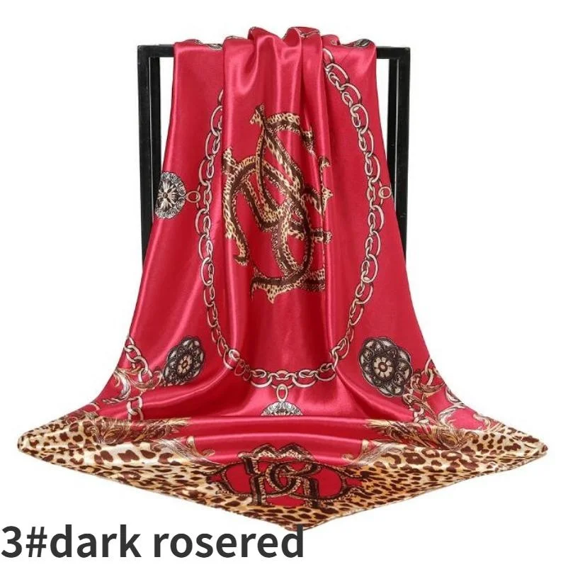 90*90cm Sexy Leopard Print Chain Headscarf Fashion  Six Colors Women's Scarf Shawl Multifunctional Decoration