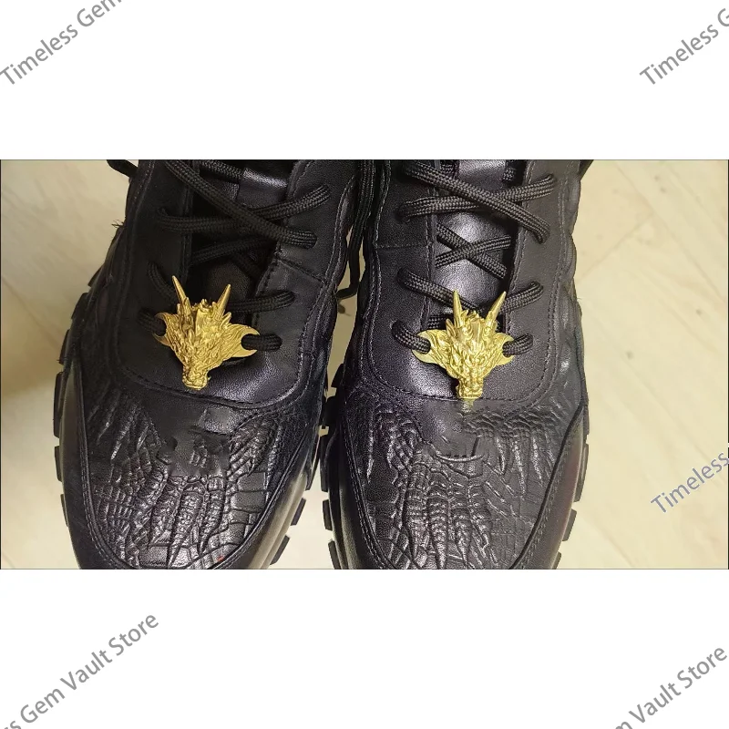 

Retro Brass Dragon Head Design Shoe Buckle Pendant DIY Craft Accessories Necklace Keychain Backpack Decoration