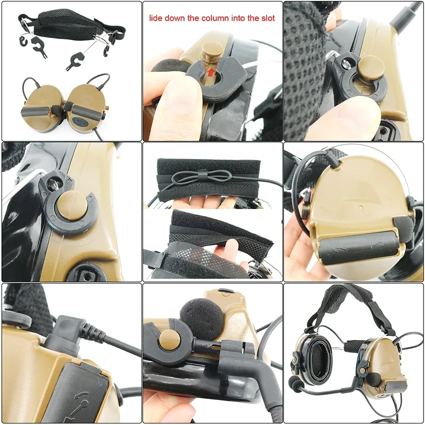 TAC-SKY eletrônico tático ptt fone de ouvido acessórios para comtac ii、 comtac iii、 comtac xpi tiro fones de ouvido caça earmuffs