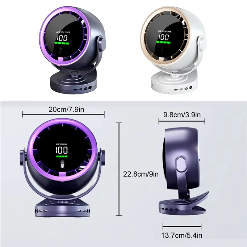 Appareils de shopping Ventilateur télécommandé de bureau à affichage numérique 720 °   Rotation réglable ventilateur à clipser bureau turbine haute vitesse P