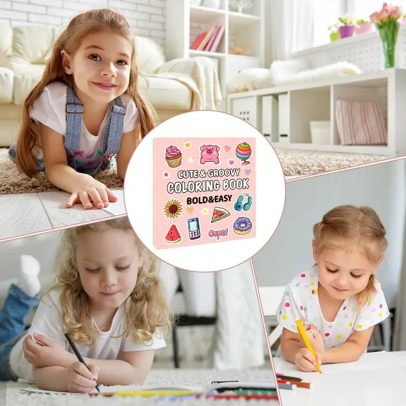 Livro para colorir infantil, livro de desenho colorido portátil, livro de pintura divertido com 40 páginas, livros para colorir de desenho animado para crianças 4