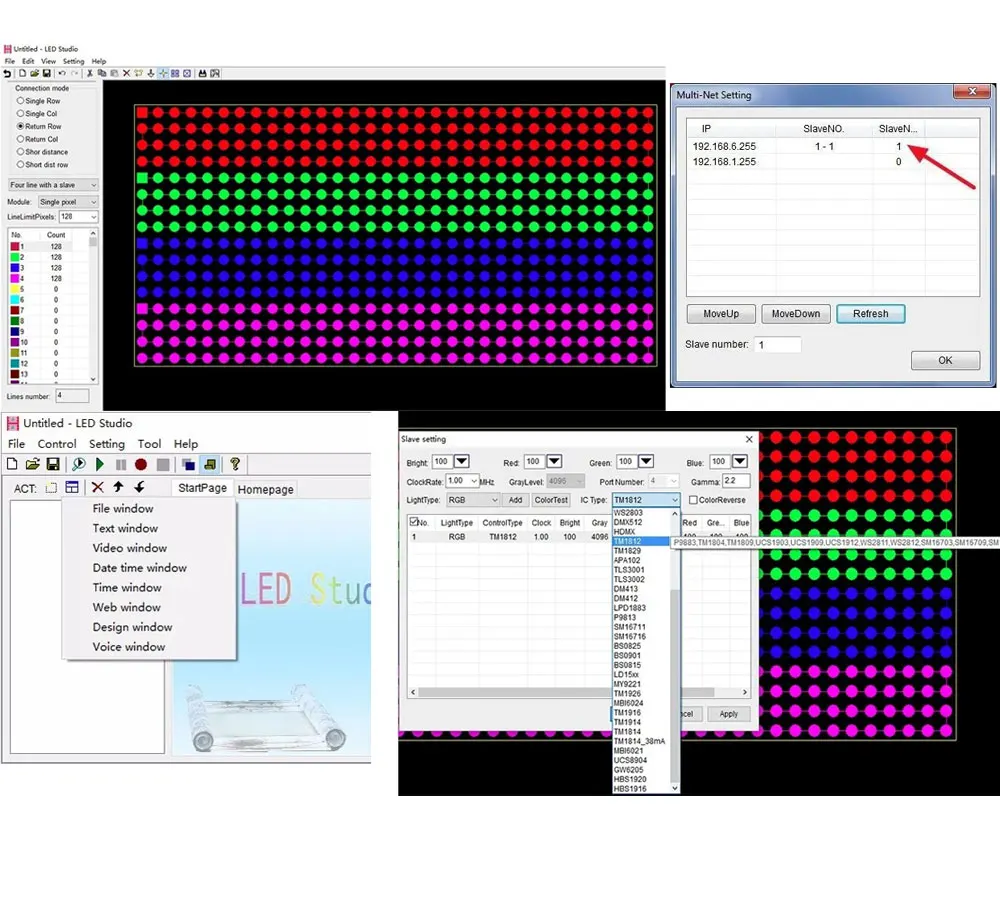 H801RC H802RA H803TC WS2812B WS2811 RGB LED Pixel Controller Artnet Eternet to SPI Support allocating address for DMX512