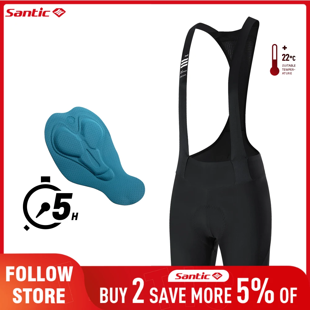 Santic Women's Cycling Bib Shorts Quality Summer Quick Dry 5 Hours Breathable Padded MTB Road Riding Short Pants W/ Back Pocket