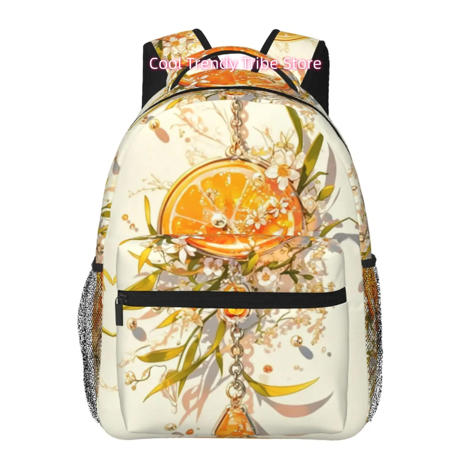 

Orange Slice Gemstone Print Adult Backpack, Oxford Cloth Adjustable Shoulder Strap Casual Travel Bag for Women, Great for Daily