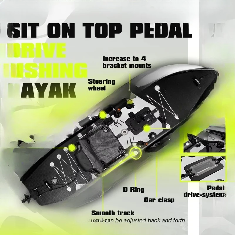 Portable Inflatable Pedal Drive Fishing Kayak Inflatable Boat Paddles Fishing Canoe Kayaks for Surfing