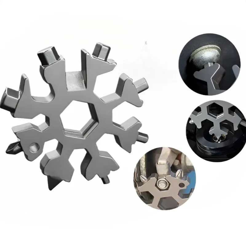 1/2 PCS 18-in-1 Stainless Steel Snowflakes Multi-tool Herramienta 18 En 1 Multifunctional Tool Copo De Nieve Llave Multiusos