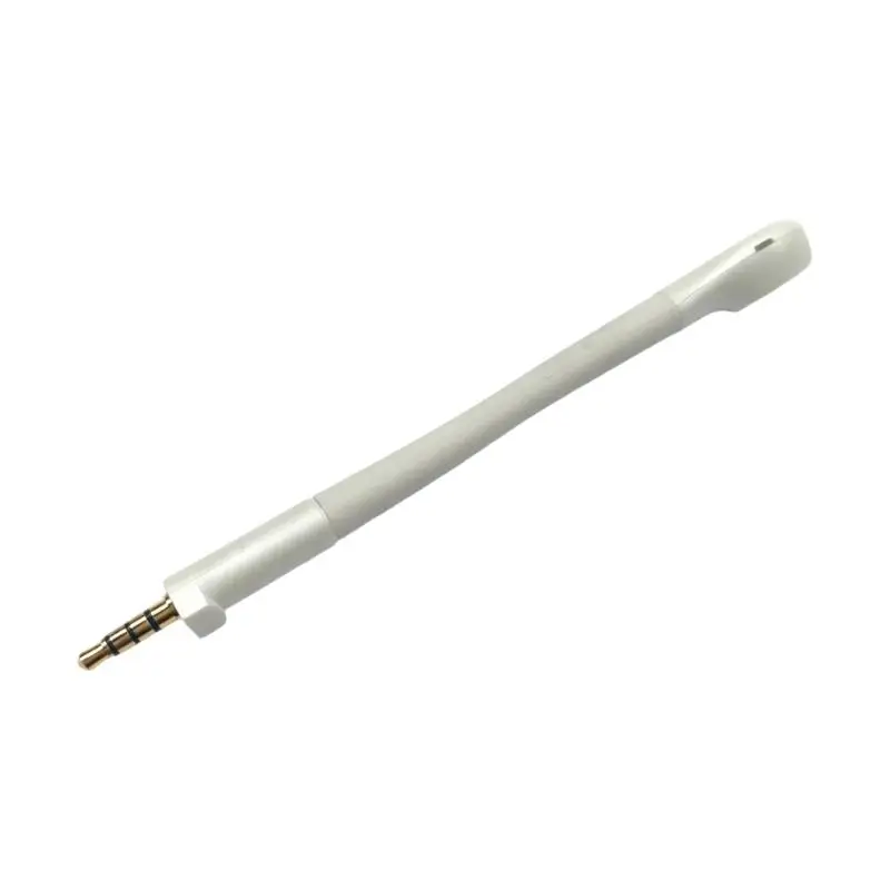 R53C White Headphone Microphone Boom Replacement with Gold-Finish 4-Section Tip, No Driver Configuration, and Flexible